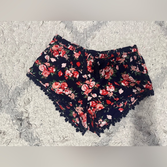 Superdry Pants - Floral Lace Trim Mini Shorts SuperDry